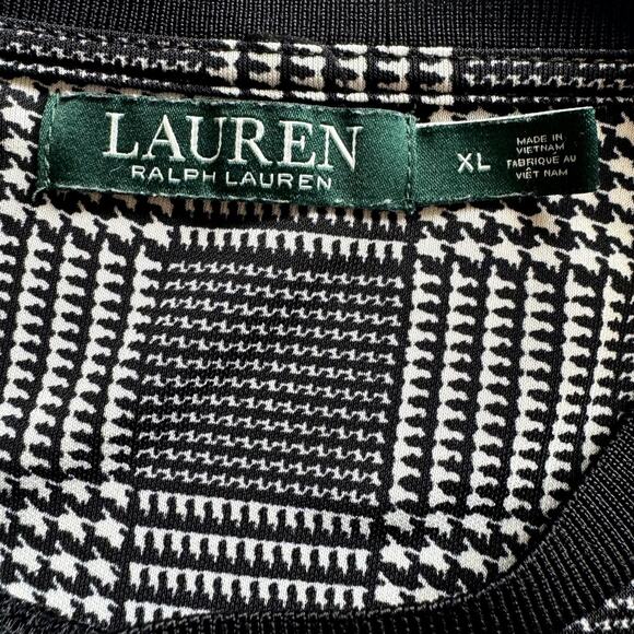 Women's Lauren Ralph Lauren Black‎ White Plaid Jersey Crewneck Check T- Shirt XL - Picture 9 of 12